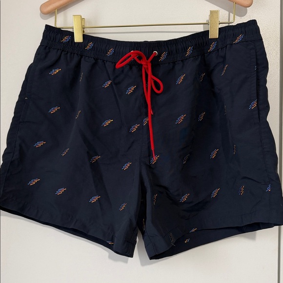 Paul Smith men short fluro flash swim navy print size Large